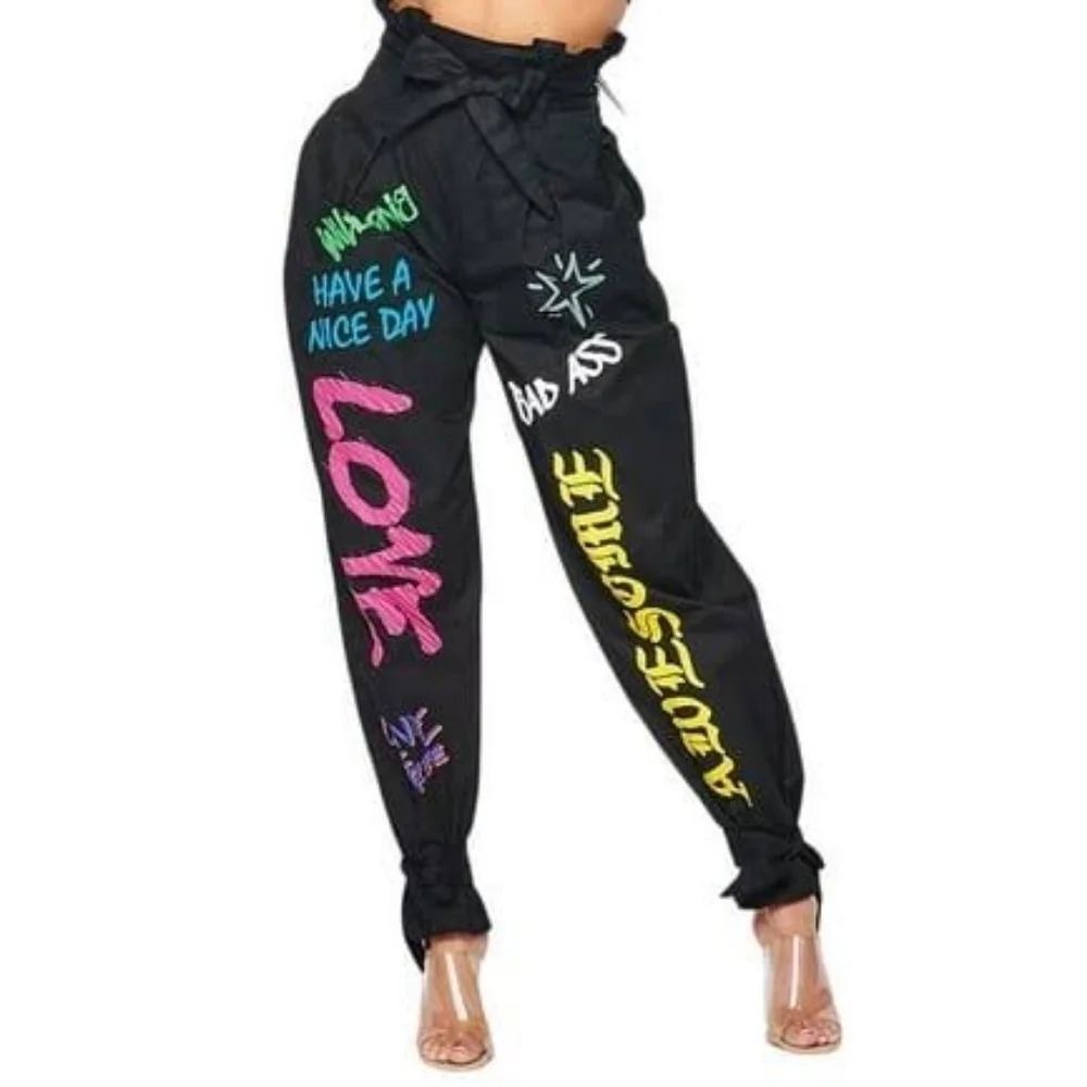 NWOT KTOO Graffiti Tie Bottom Pants (Size M)